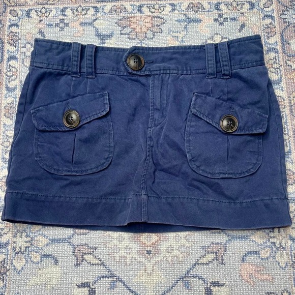 American Eagle y2k 2000s blue cotton mini skirt with pockets SZ 8 - Picture 2 of 7